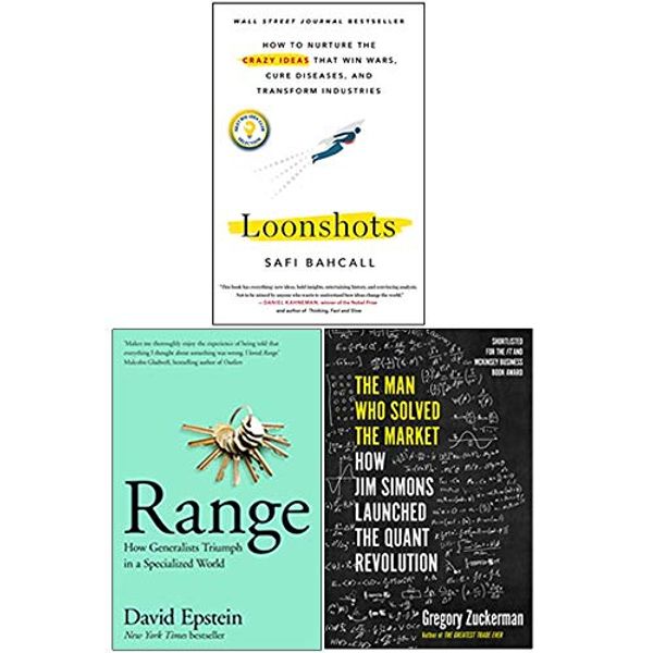 Cover Art for 9789123943111, Loonshots, Range [Hardcover], The Man Who Solved the Market [Hardcover] 3 Books Collection Set by Safi Bahcall, David Epstein, Gregory Zuckerman