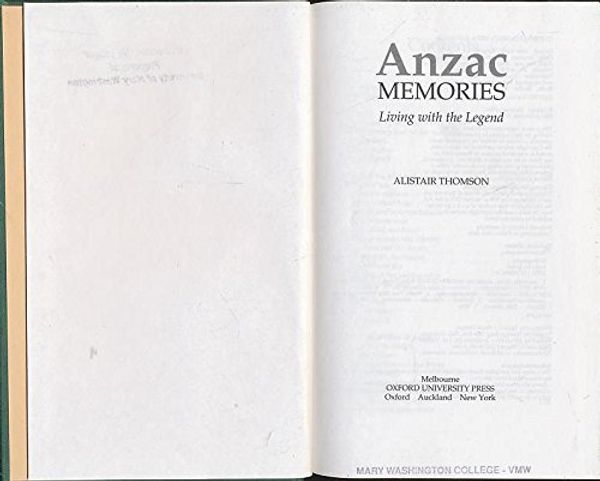 Cover Art for 9780195534917, Anzac Memories by Alistair Thomson