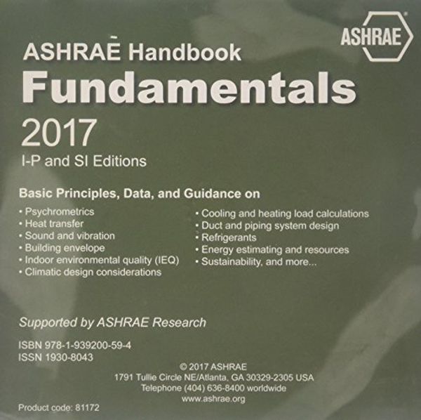 Cover Art for 9781939200594, ASHRAE Handbook 2017: Fundamentals I-P and SI Editions by Ashrae
