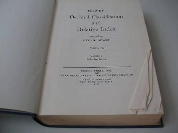 Cover Art for 9780910608107, Dewey decimal classification and relative index by Melvil Dewey