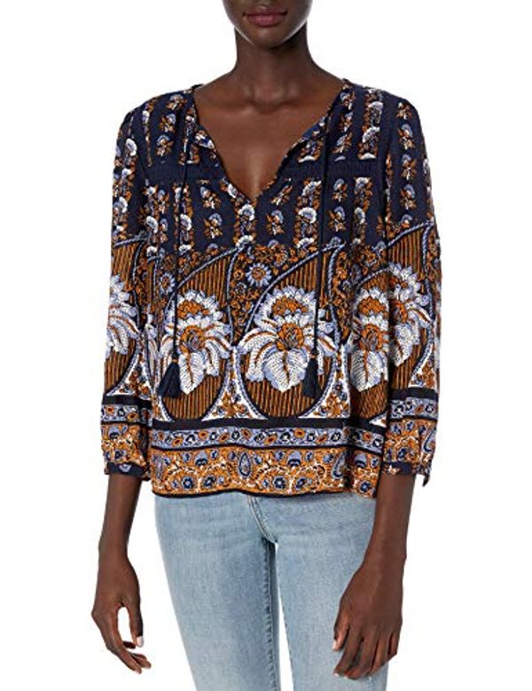 Cover Art for 0193315538495, Lucky Brand Women's Printed Laura Lace Peasant Top, Navy Multi, S by 