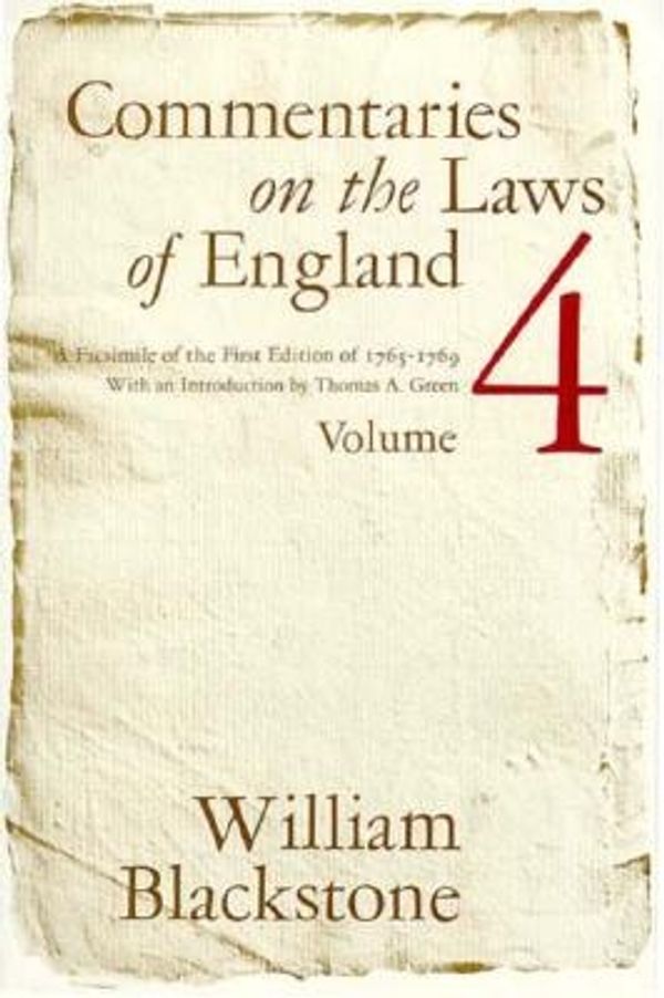 Cover Art for 9780226055459, Commentaries on the Laws of England: v. 4 by William Blackstone