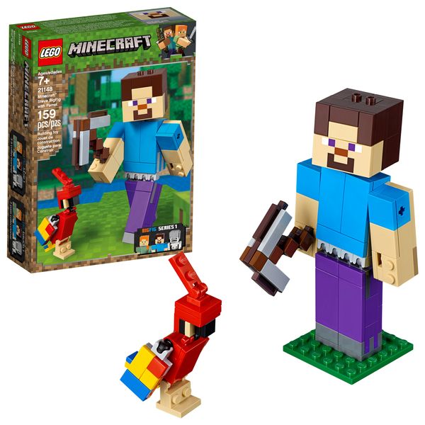Cover Art for 0673419304320, Minecraft Steve BigFig with Parrot Set 21148 by LEGO