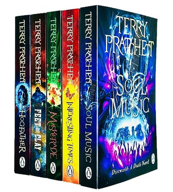 Cover Art for 9789124276768, Terry Pratchett Discworld Novels Series 4 - 5 Books Collection Set (Soul Music, Interesting Times, Maskerade, Feet Of Clay, Hogfather) by Terry Pratchett
