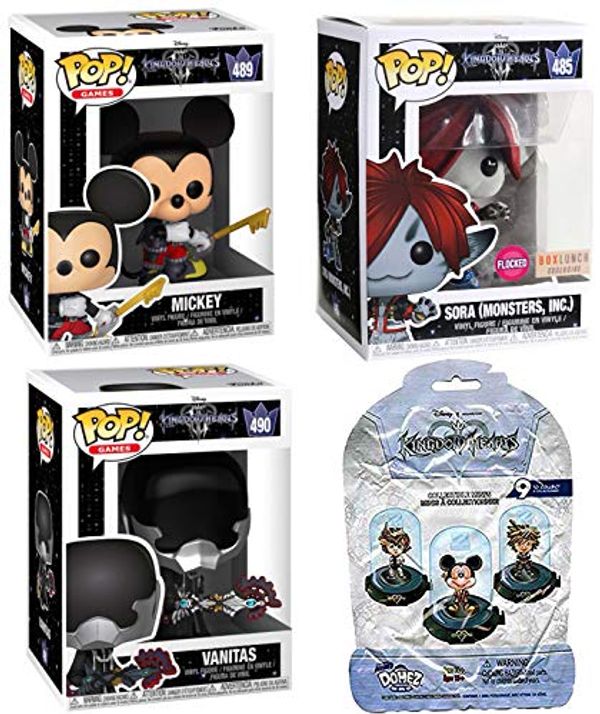 Cover Art for B07XGBZS28, KH3 Kingdom Hearts III - Sora (Monsters, Inc.) Flocked Exclusive #485 Games Bunded with + Mickey Mouse + Vanitas Vinyl Pop! & Mini Domez Series Disney Figure Collectible 4-Pack Disney Gear Bundle by Unknown