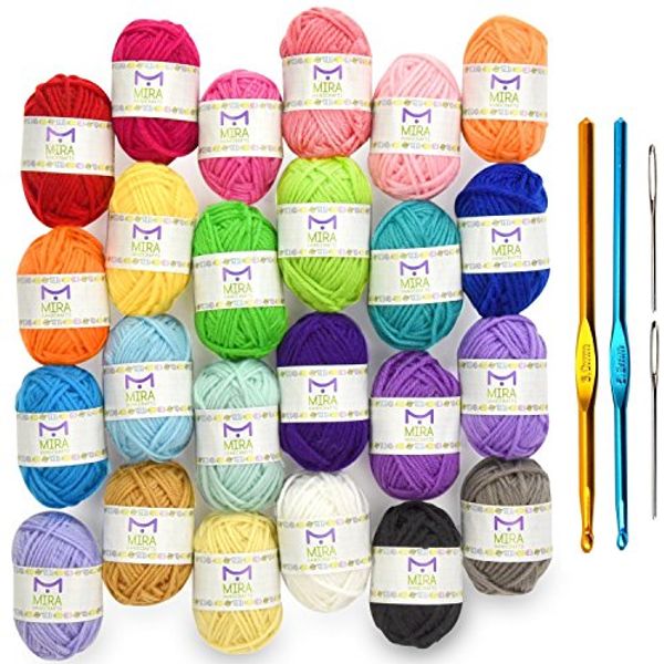 Cover Art for 0763250214541, Mira Handcrafts 24 Acrylic Yarn Bonbons | Total of 525 Yards Craft Yarn for Knitting and Crochet | Includes 2 Crochet Hooks, 2 Weaving Needles, 7 E-Books | DK Yarn | Perfect Beginner Kit by Unknown