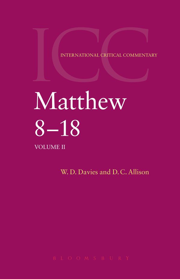 Cover Art for 9780567095459, MATTHEW VOL 2 8-18 by W. D. Davies, Jr. Dale C. Allison