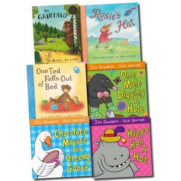 Cover Art for 9781780483009, Julia Donaldson Gruffalo Collection: Gruffalo, One Mole Digging a Hole, Hippo Has a Hat, Chocolate Mousse for Greedy Goose, Rosie's Hat, One Ted Falls Out of Bed by Julia Donaldson
