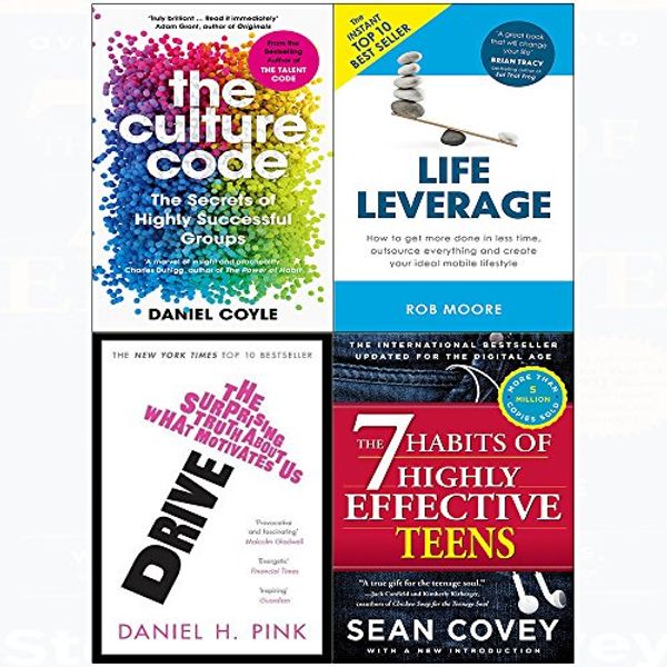 Cover Art for 9789123689965, 7 Habits of highly effective teens, culture code, drive, life leverage 4 books collection set by Daniel Coyle, Daniel H. Pink, Rob Moore