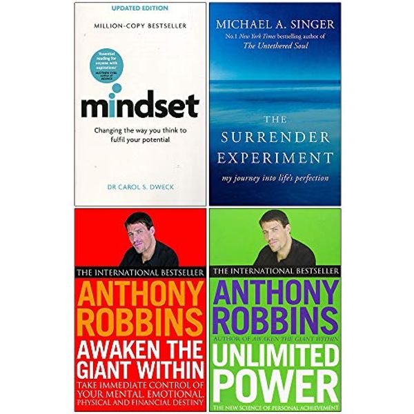 Cover Art for 9789123877164, Mindset Carol Dweck, Surrender Experiment, Awaken The Giant Within, Unlimited Power 4 Books Collection Set by Dr. Carol Dweck, Michael A. Singer, Tony Robbins