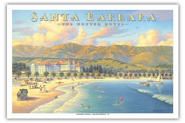 Cover Art for B01IIYMED0, Pacifica Island Art Santa Barbara, California - The Potter Hotel - Vintage Style World Travel Poster by Kerne Erickson - Master Art Print - 12 x 18in by Unknown