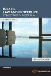 Cover Art for 9780455229423, Joske's Law and Procedure at Meetings in Australia by Eilis S. Magner