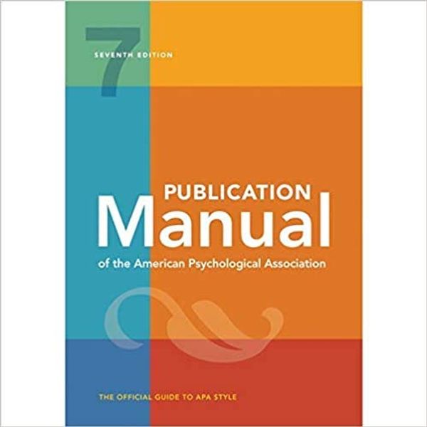 Cover Art for B08FQTV21R, Publication Manual of the American Psychological Association: 7th Edition, 2020 Copyright by American Psychological Association