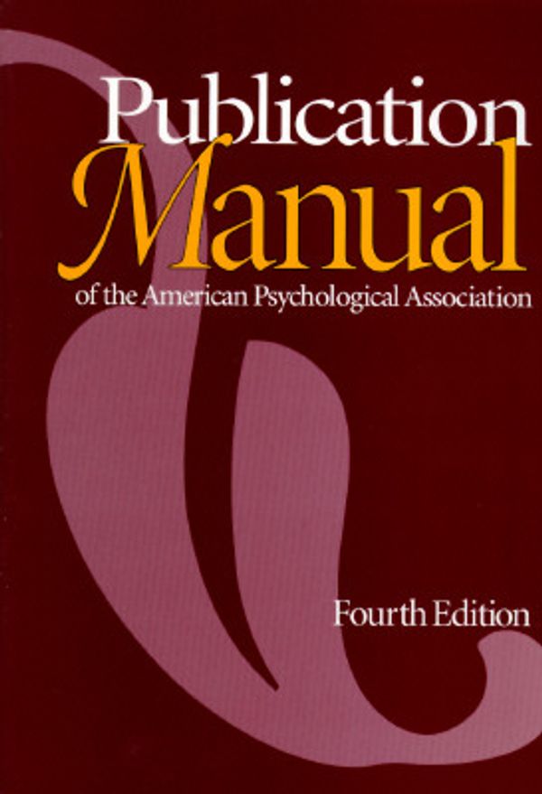 Cover Art for 9781557982414, Publication Manual of the American Psychological Association, 4th Edition by American Psychological Association
