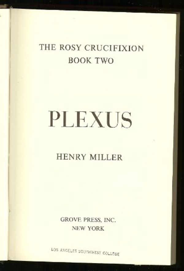 Cover Art for B000J0RA72, Plexus by Henry Miller