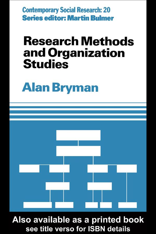 Cover Art for 9781134888337, Research Methods and Organization Studies by Alan Bryman