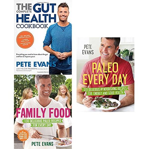 Cover Art for 9789123643042, gut health cookbook, family food and paleo every day 3 books collection set by pete evans - everything you need to know about the gut130 delicious paleo recipe for every day, 120 delicious and nourish by Pete Evans