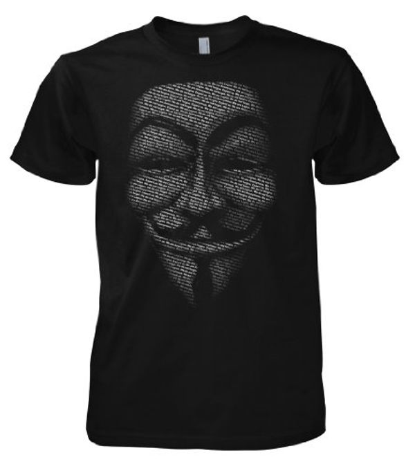 Cover Art for 5055715232685, Geek Hacker - Anonymous Slogan Mask 701475 T-Shirt, Black, L by 