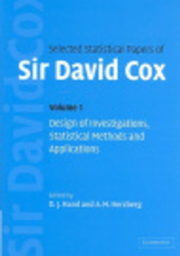 Cover Art for 9780521858168, Selected Statistical Papers of Sir David Cox 2 Volume Hardback Set by David Cox