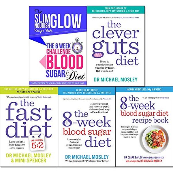 Cover Art for 9789123602414, Fast Diet, Clever Guts Diet, 6 Week Challenge Blood Sugar Diet, 8-Week Blood Sugar Diet and Recipe Book 5 Books Collection Set With Gift Journal - Lose Weight, Stay Healthy, Live Longer, Lose weight fast and reprogramme your body by Michael Mosley, Mimi Spencer, Cook Vitality, Clare Bailey
