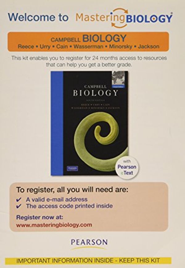 Cover Art for 9780321750037, MasteringBiology W/Pearson EText SAK for Campbell Biology by Jane B. Reece