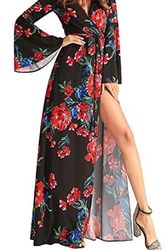 Cover Art for 9789986833161, Be Loved Beloved Women Bell Sleeve Deep V Neck Floral Printed Chiffon High Split Lace-up Maxi Dresses Black S by Agatha Christie